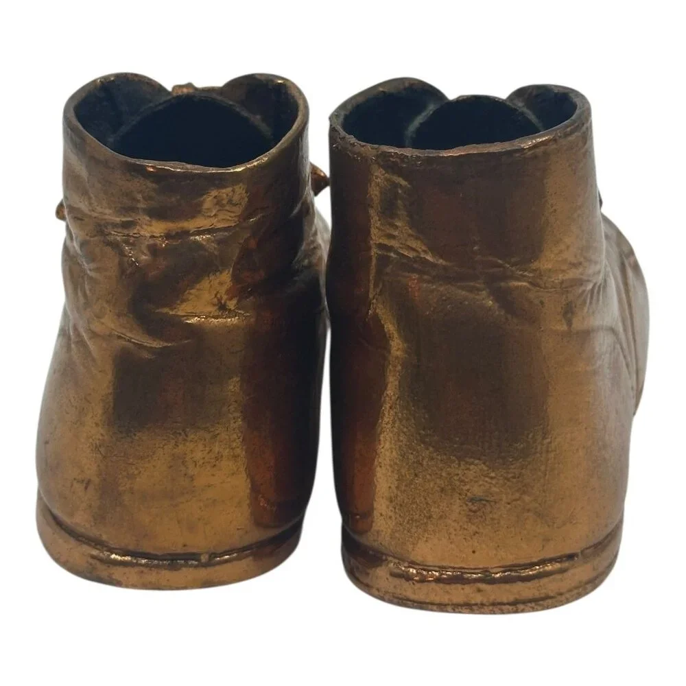 Vintage Bronze‎ Baby Shoes Keepsake Collectibles Pair Appr. 6 Long Mid-Century